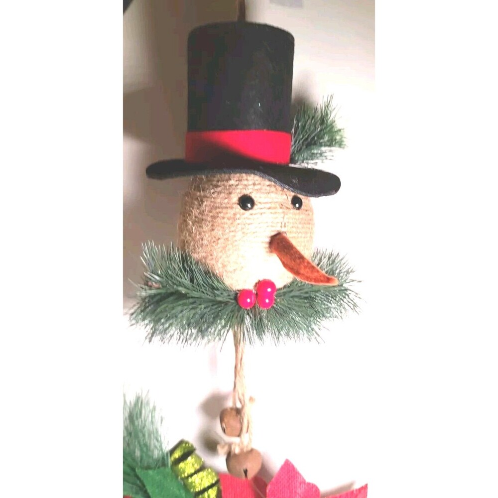 NWT Christmas Jute Snowman Hanging Decor Farmhouse Primitive